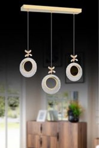 Hmydesign Mdrn-45 Tekli Haki Kumaş Modern Hasır Salon-Oturma Odası Avize