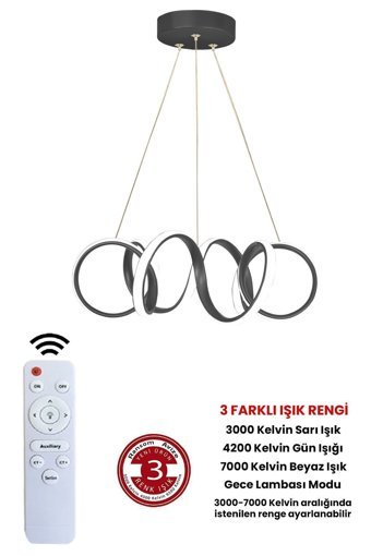 Özpolataydınlatma Oregon 4'lü Siyah Modern Hasır Salon Avize