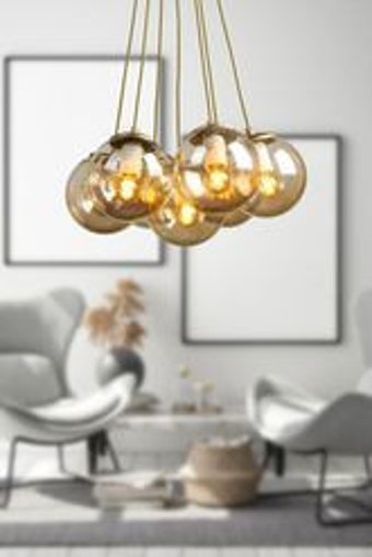 Begüsa Delf 3'lü Gri Cam Modern Metal Salon-Oturma Odası Avize
