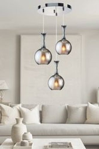 Vk Home Aydınlatma Lilyum Tekli Bej Sarkıt Modern Krom Salon-Oturma Odası Avize