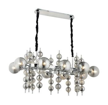 Kuzey Aydınlatma 2'li Beyaz Kristal Taşlı Modern Metal Salon-Oturma Odası Avize