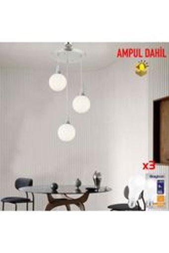 Apliqa Damla 2'li Beyaz Sarkıt Eskitme Metal Salon-Oturma Odası Avize