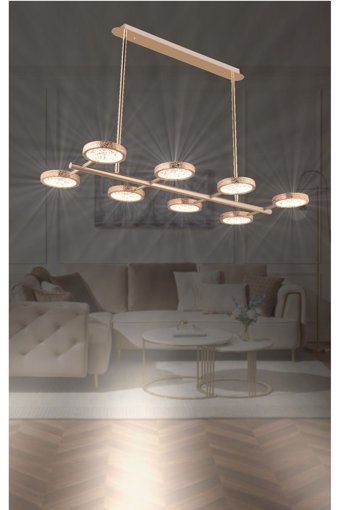 Lucea Bobo Q35 Tekli Altın Cam Modern Krom Salon-Oturma Odası Avize