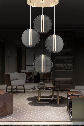 Apliqa Dominik 2'li Siyah Sarkıt Modern Metal Salon-Oturma Odası Avize