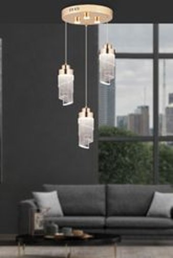 Evlight Zano 3'lü Kahverengi Sarkıt Modern Plastik Salon-Oturma Odası Avize