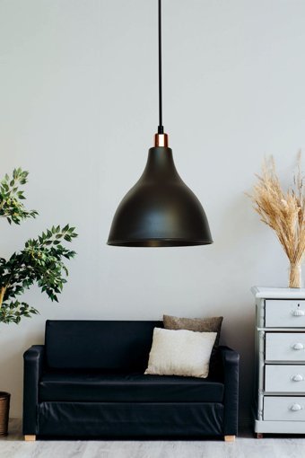 Abralight Lotus Kc781 Tekli Siyah Sarkıt Modern Kumaş Salon-Oturma Odası Avize