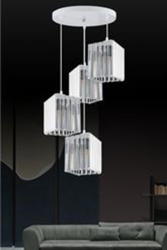 Homing Tekli Siyah Sarkıt Modern Kumaş Salon-Oturma Odası Avize