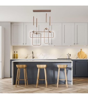 Vetro Design 5'li Pembe Kristal Taşlı Rustik Cam Salon-Oturma Odası Avize