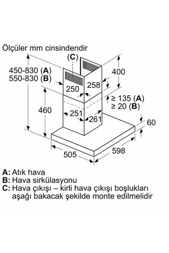 Bosch DWB67BK60 60 cm Metal Yüzey Bacalı-Bacasız Duvar Tipi Davlumbaz Siyah