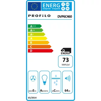 Profilo DVP6C461 60 cm Metal Yüzey Bacalı-Bacasız Duvar Tipi Davlumbaz Siyah