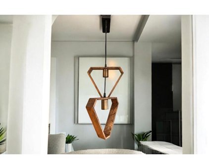 Polataydinlatma Tekli Siyah Modern Ahşap Salon Avize