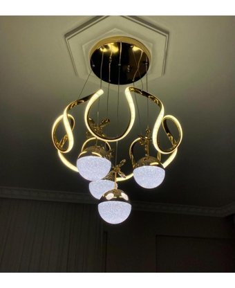 Parma Tasarım 7'li Altın Küre Modern Metal Mutfak Avize