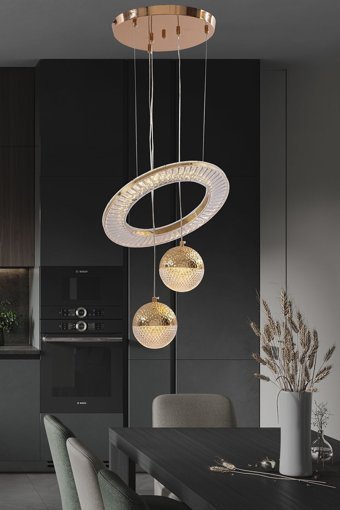 Rattam Infinity Tekli Kahverengi Sarkıt Modern Bambu Salon-Oturma Odası Avize