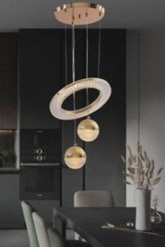 Rattam Infinity Tekli Kahverengi Sarkıt Modern Bambu Salon-Oturma Odası Avize