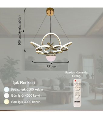 Evperest Epa159 Tekli Beyaz Resimli Modern Kumaş Bebek-Çocuk Odası Avize