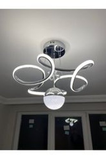 Pera Olimpia Tekli Gri Halka Modern Alüminyum Salon-Oturma Odası Avize