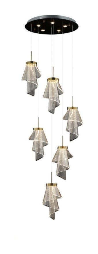 Voxlamp Lighting Solutions Drumring 2'li Altın Sarkıt Modern Alüminyum Salon-Oturma Odası Avize