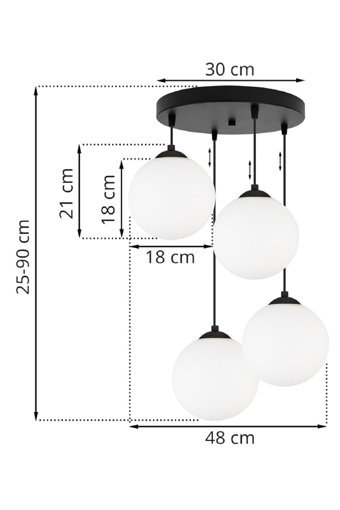 Vinner Yb-Avz001 6'lı Siyah Sarkıt Modern Metal Salon-Oturma Odası Avize