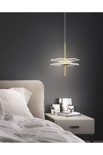 Light House Badem Tekli Bej Sarkıt Modern Krom Salon-Oturma Odası Avize