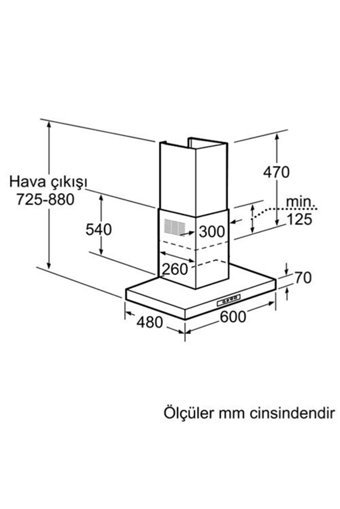 Bosch DWB063451 60 cm Çelik Yüzey Bacalı-Bacasız Duvar Tipi Davlumbaz Metalik