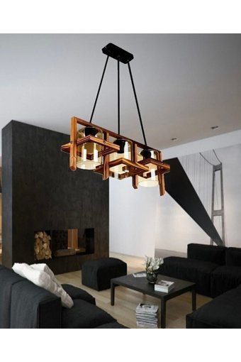 Begüsa Zagreb Tekli Altın Ledli Modern Alüminyum Salon-Oturma Odası Avize