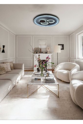 Luna Lighting 4461-24-01 Tekli Beyaz Hasır Rustik Bambu Salon-Oturma Odası Avize