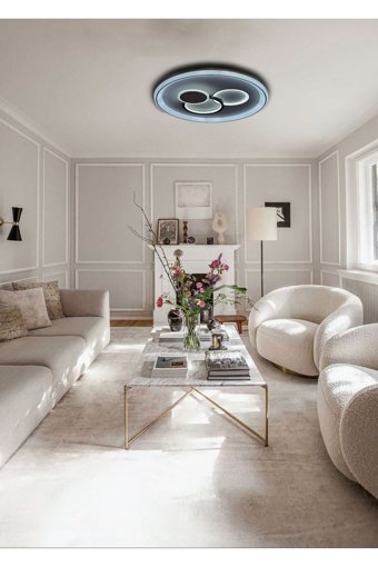 Luna Lighting 4461-24-01 Tekli Beyaz Hasır Rustik Bambu Salon-Oturma Odası Avize