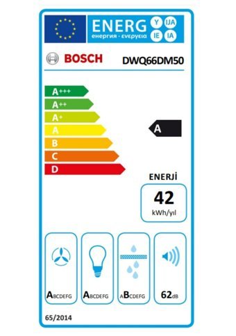 Bosch DWQ66DM50 60 cm Çelik Yüzey Bacalı-Bacasız Duvar Tipi Davlumbaz Metalik