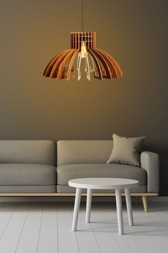Ferisa Home Tekli Beyaz Ahşap Salon-Oturma Odası Avize