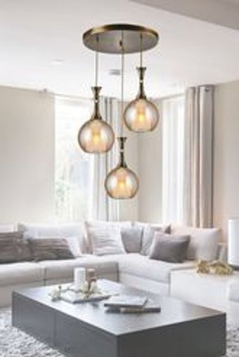 Vk Home Aydınlatma Mahidevran 5'li Beyaz Kristal Taşlı Modern Cam Salon-Oturma Odası Avize
