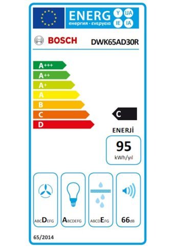 Bosch DWK65AD30R 60 cm Cam Yüzey Bacalı-Bacasız Duvar Tipi Davlumbaz Siyah