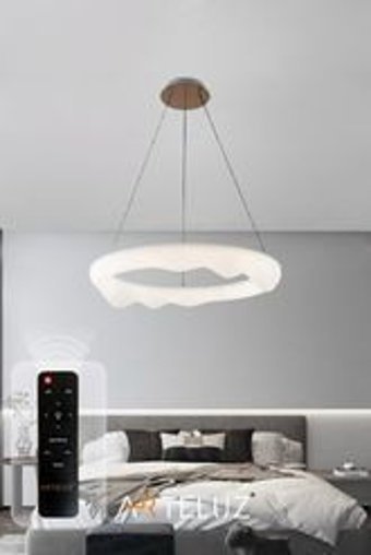 Arteluz Tekli Altın Kumandalı Plafonyer Modern Çelik Salon-Oturma Odası Avize