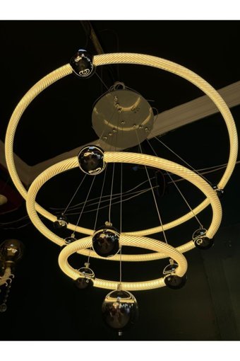 Rika Lighting 3'lü Sarı Plafonyer Modern Alüminyum Salon-Oturma Odası Avize