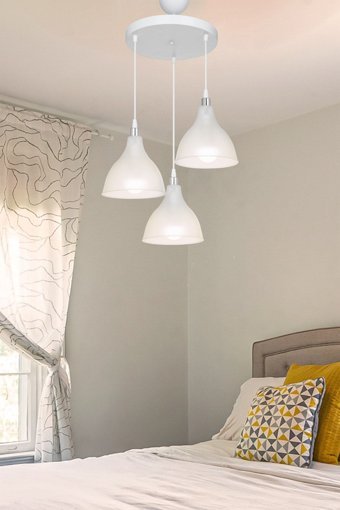Evlight Tekli Bej Sarkıt Modern Kumaş Salon-Oturma Odası Avize