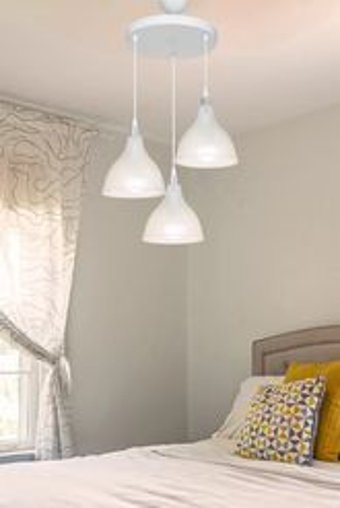 Evlight Tekli Bej Sarkıt Modern Kumaş Salon-Oturma Odası Avize