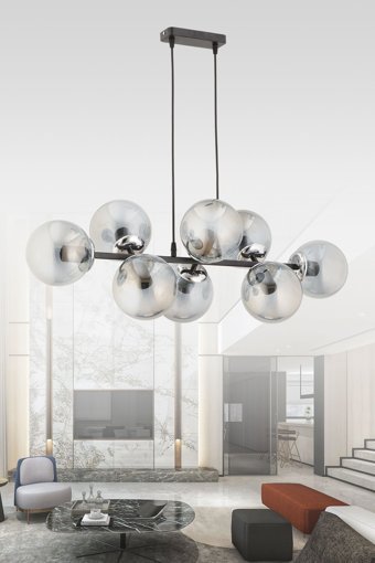 Avimonaydınlatma Clarus 5'li Siyah Ledli Modern Metal Salon-Oturma Odası Avize
