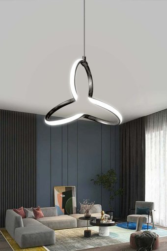 Polataydinlatma 3'lü Siyah Modern Halat Salon Avize