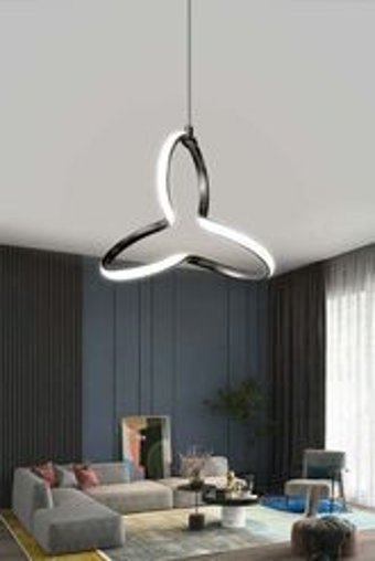Polataydinlatma 3'lü Siyah Modern Halat Salon Avize