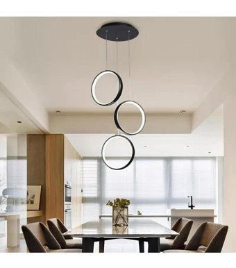 Abajur Evim Niks Tekli Siyah Modern Alüminyum Salon Avize
