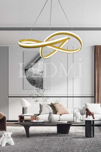 Ladco Aydınlatma A-283-2E 2'li Altın Boru Modern Alüminyum Salon-Oturma Odası Avize