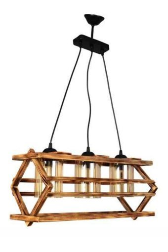 Ahşapdizayn 3'lü Kahverengi Ahşap Retro Ahşap Salon-Oturma Odası Avize