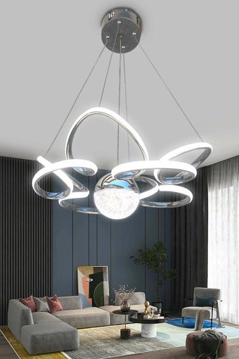 Polataydinlatma 5'li Beyaz Modern Çelik Salon-Oturma Odası Avize