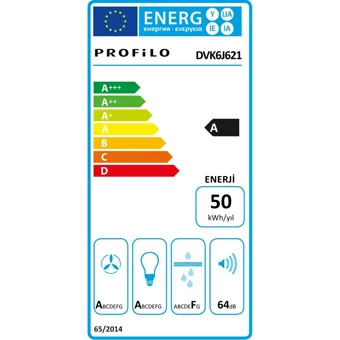 Profilo DVK6J621 60 cm Metal Yüzey Bacalı-Bacasız Duvar Tipi Davlumbaz Beyaz