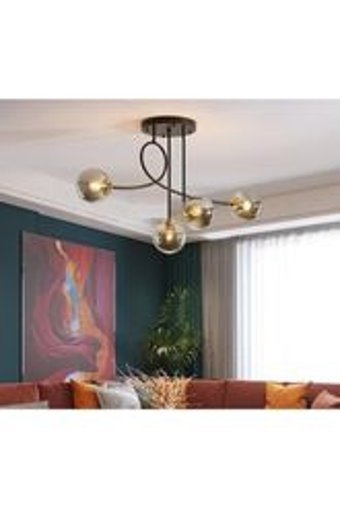 Fer Avize 6'lı Beyaz Küre Modern Cam Salon-Oturma Odası Avize