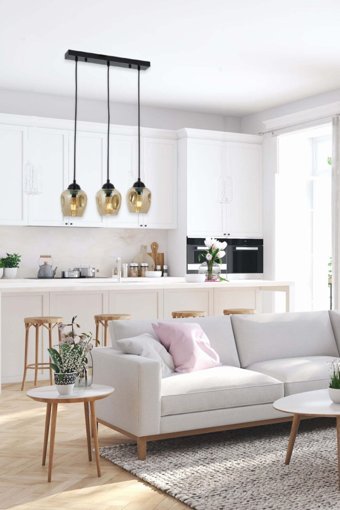 Sonsuz Aydınlatma&Avize Tekli Beyaz Sarkıt Modern Cam Salon-Oturma Odası Avize