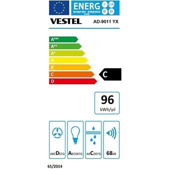 Vestel AD-9011 YX 90 cm Paslanmaz Çelik Yüzey Bacalı Duvar Tipi Davlumbaz Inox