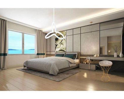 Harnelli 4'lü Altın Ledli Modern Alüminyum Salon-Oturma Odası Avize