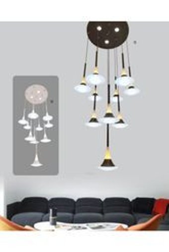 Retro Home Design 2'li Gri Cam Modern Plastik Salon-Oturma Odası Avize
