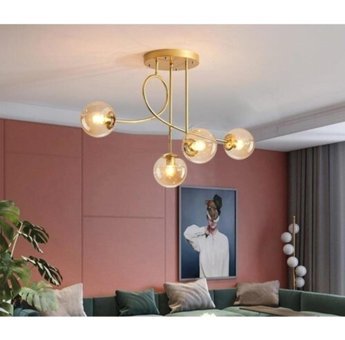 Kuğulu Tekli Gri Cam Modern Cam Salon-Oturma Odası Avize