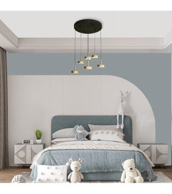 Viesteknoloji Tekli Gri Pasta Modern Kumaş Yatak Odası Avize